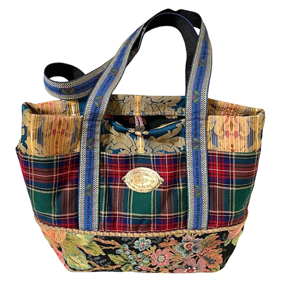 UNIQUE MACKENZIE-CHILDS SIGNATURE HANDLES TAPESTRY FABRIC SHOULDER BAG TOTE NWOT